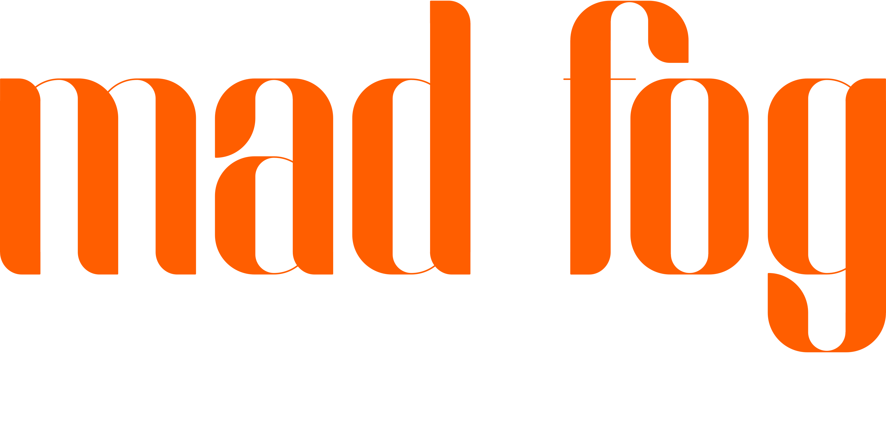 mad fog vape shop, new westminster written in orange with white background